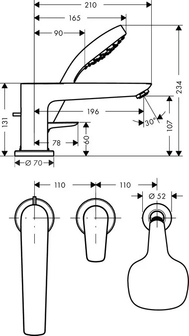 Смеситель на борт ванны Hansgrohe Talis E 71731000 Sancos — официальный сайт