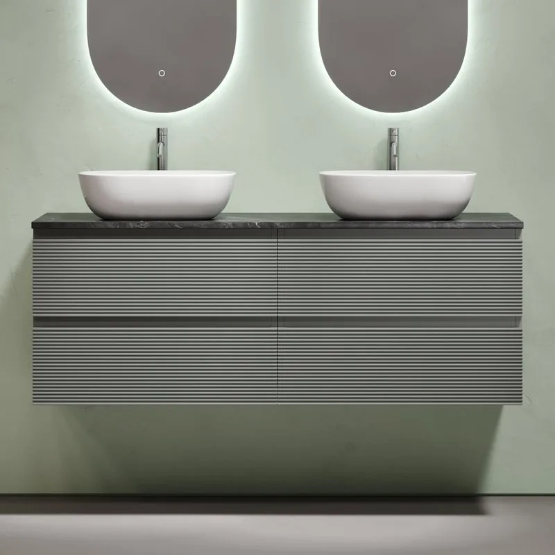 Тумба с раковиной Sancos Folk 140 ergraut soft, столешница черный мрамор TT140A1X, раковина CN6009 Sancos — официальный сайт