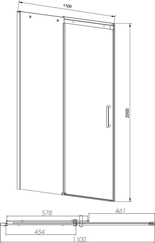 Душевая дверь в нишу Vincea Dice VDS-4D110CLB 110 см, профиль черный Sancos — официальный сайт