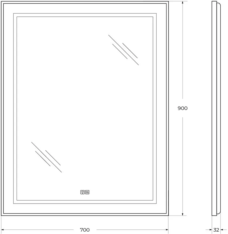 Зеркало BelBagno Kraft 90x70 с подсветкой, с подогревом, черный Sancos — официальный сайт