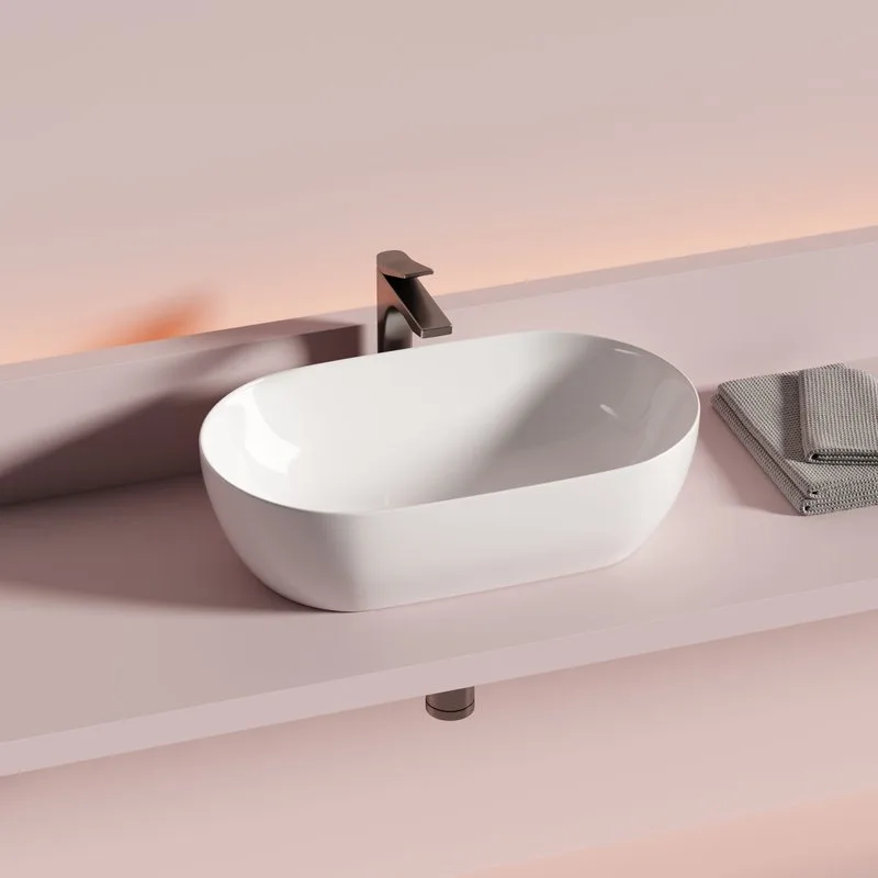 Раковина накладная Ceramicanova Twist овальная 50 см цвет белый CN12001 Sancos — официальный сайт