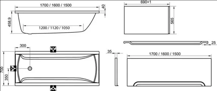 Акриловая ванна Ravak Classic C541000000 без опоры 170x70 см, пристенная, белая Sancos — официальный сайт