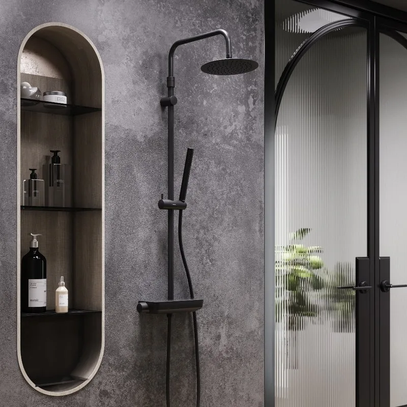 Душевая стойка Damixa Scandinavian Pure 936750300, чернная матовая Sancos — официальный сайт