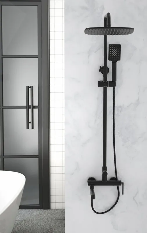 Душевая стойка BelBagno Acqua ACQUA-VSCM-NERO, черный матовый Sancos — официальный сайт