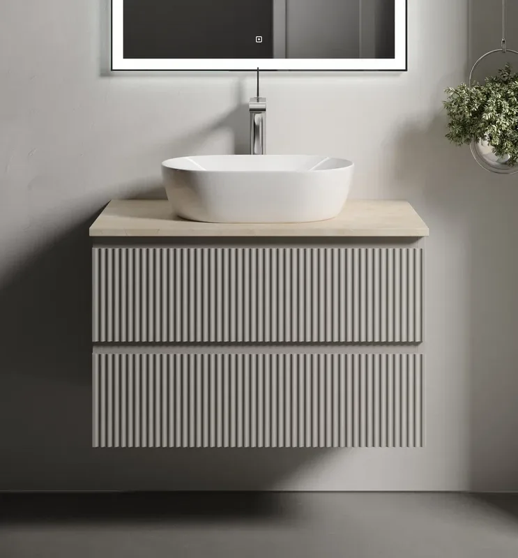 Тумба с раковиной Sancos Snob R 80 см, beige soft, столешница бежевая, раковина CN5010 Sancos — официальный сайт