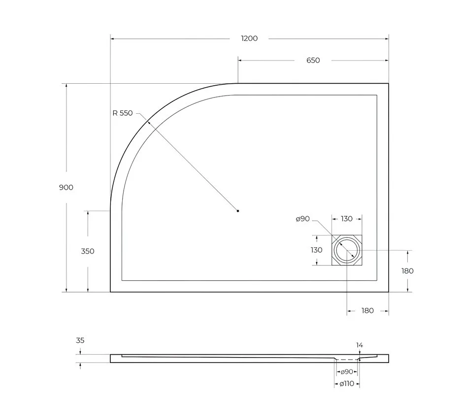 Поддон для душа BelBagno Uno TRAY-MR-UNO-RH-120/90-550-35-W-L-NO 120х90, белый, с сифоном Sancos — официальный сайт