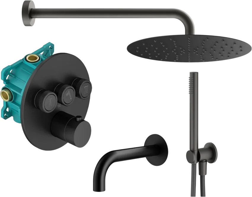 Душевой комплект Plumberia Selection PSBOX KITPSB03NO260, С ВНУТРЕННЕЙ ЧАСТЬЮ, черный матовый Sancos — официальный сайт
