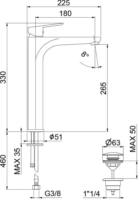 Смеситель для раковины Webert Sax Evolution SE830402015 Sancos — официальный сайт