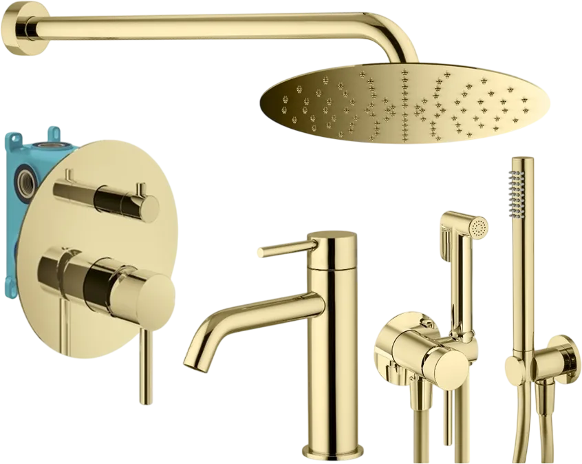Комплект для ванной Plumberia Selection Ixo KITZXO18OR53 С ВНУТРЕННЕЙ ЧАСТЬЮ, золото 24к Sancos — официальный сайт