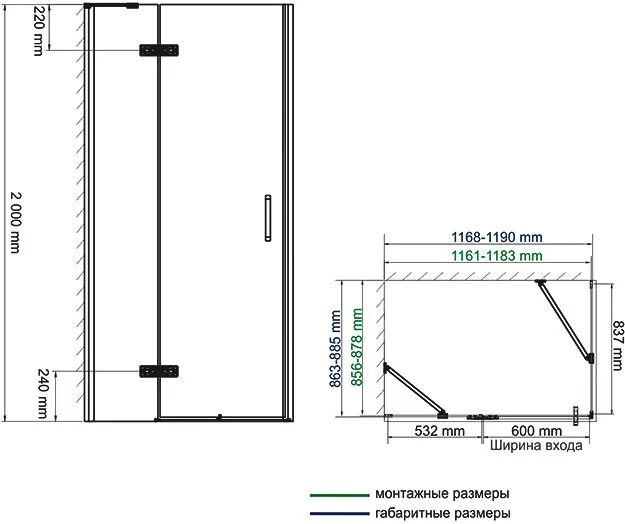 Душевой уголок Wasserkraft Aller 10H07LB black matt, 120x90 см Sancos — официальный сайт