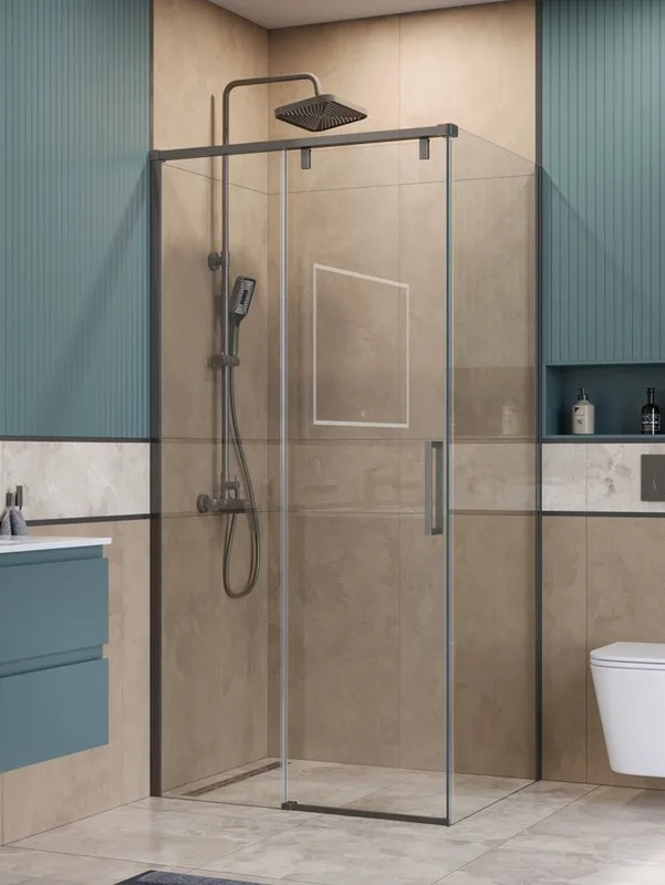 Душевой уголок BelBagno Soft Close-1 AH-1-100/90-C-GM профиль оружейная сталь Sancos — официальный сайт