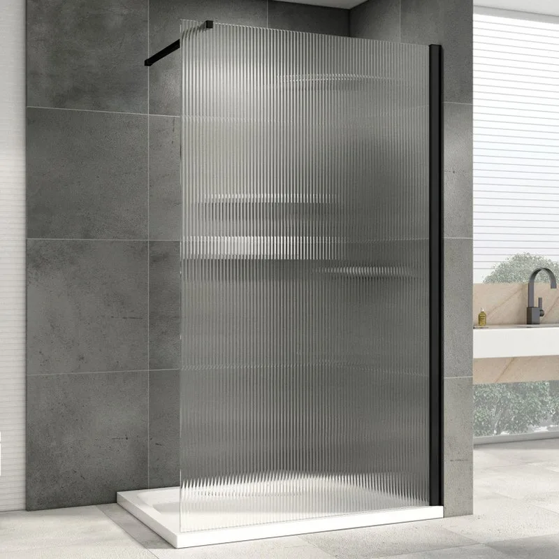 Душевая перегородка Abber Immer Offen AG61091R8 90 см, профиль черный, стекло рифленое Sancos — официальный сайт