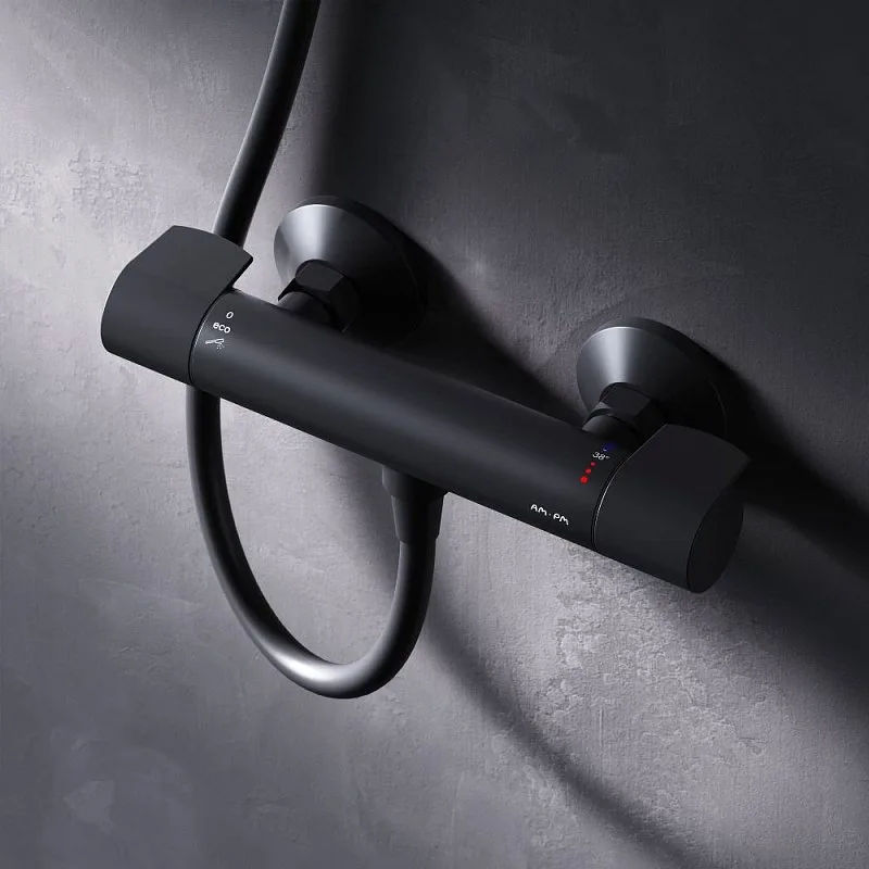 Термостатический смеситель AM.PM X-Joy F85A40022, для душа, черный Sancos — официальный сайт