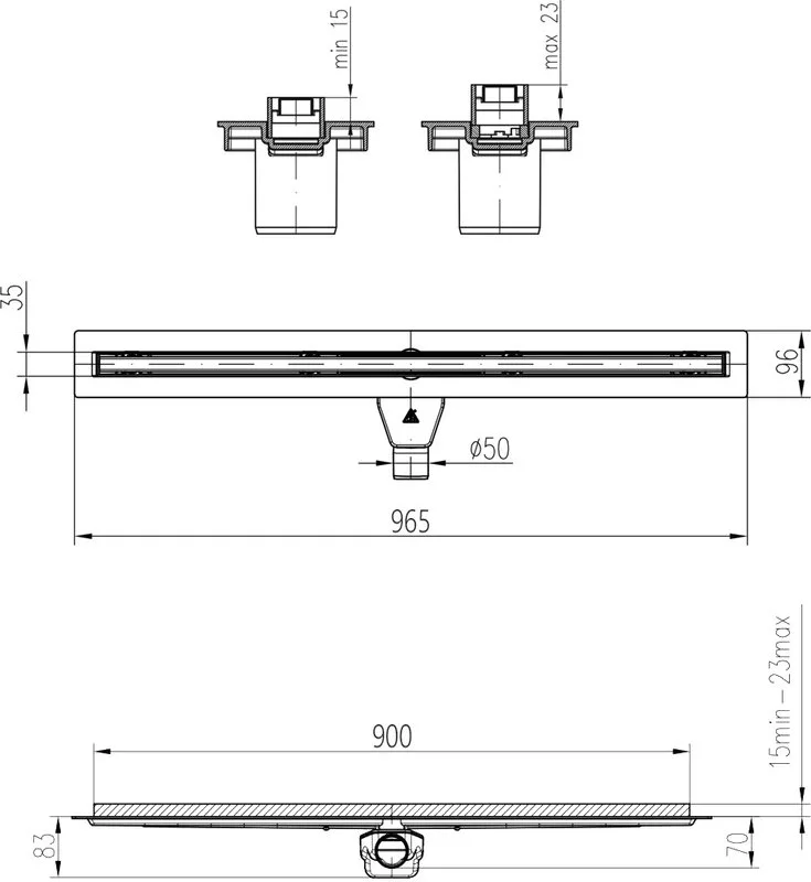 Душевой трап (лоток) MCH Chudej Slim Line CH900SLC 90 см, матовый черный Sancos — официальный сайт