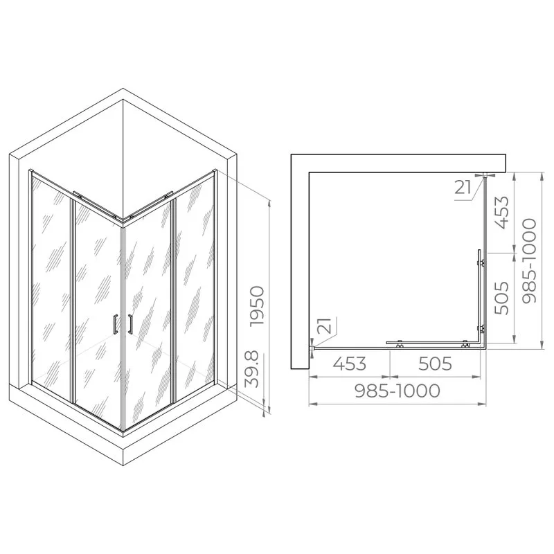 Душевой уголок RGW Passage PA-030B 100x100 см, профиль черный, стекло матовое Sancos — официальный сайт