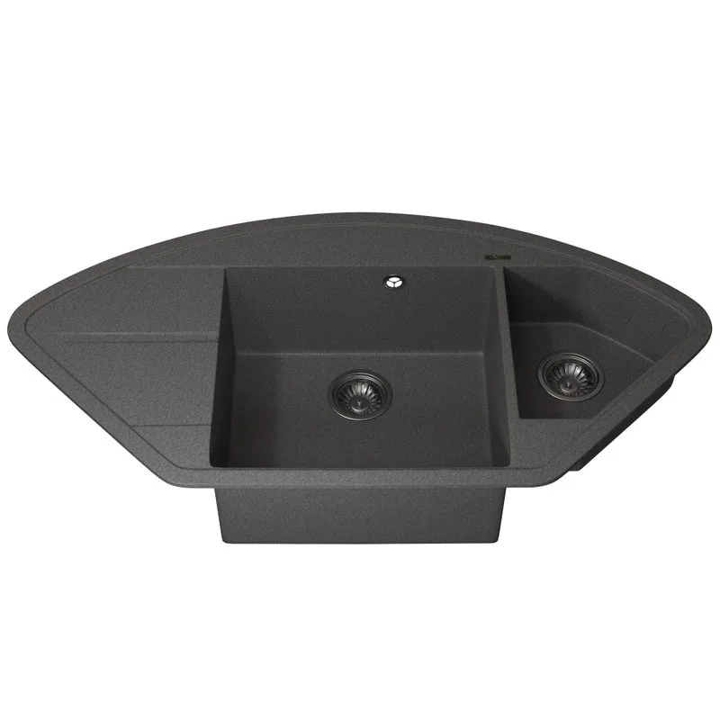 Кухонная мойка кварцевая Uperwood Quartz UPD-06-03, угловая двухсекционная, серая Sancos — официальный сайт