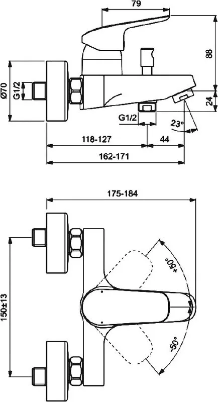 Смеситель для ванны с душем Ideal Standard Ceraflex B1721AA Sancos — официальный сайт