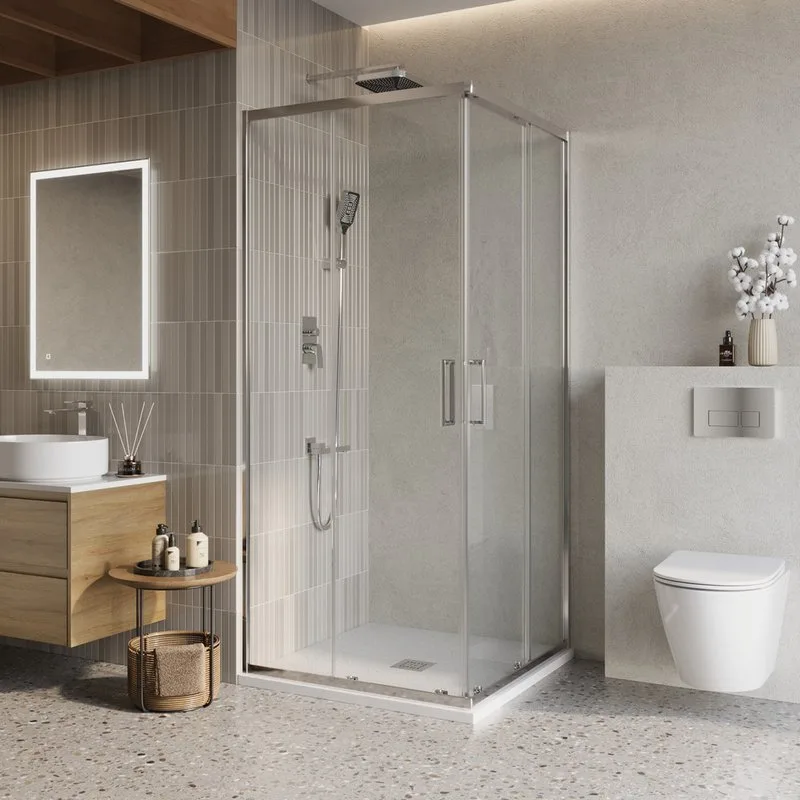 Душевой уголок BelBagno Luce A-2-100-C-Cr 100x100, профиль хром, стекло прозрачное Sancos — официальный сайт
