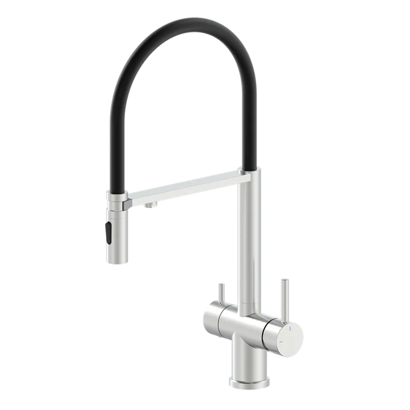 Смеситель для кухни AltroBagno Flusso 050201 Ni с гибким изливом, никель Sancos — официальный сайт