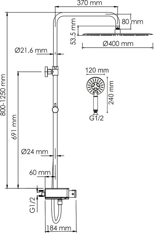 Душевая стойка Wasserkraft Aller A113.117.058.CH Thermo, с термостатом, хром Sancos — официальный сайт