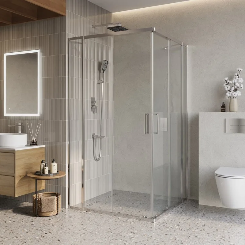 Душевой уголок BelBagno Luce A-22-80+25-C-Cr профиль хром, стекло прозрачное Sancos — официальный сайт