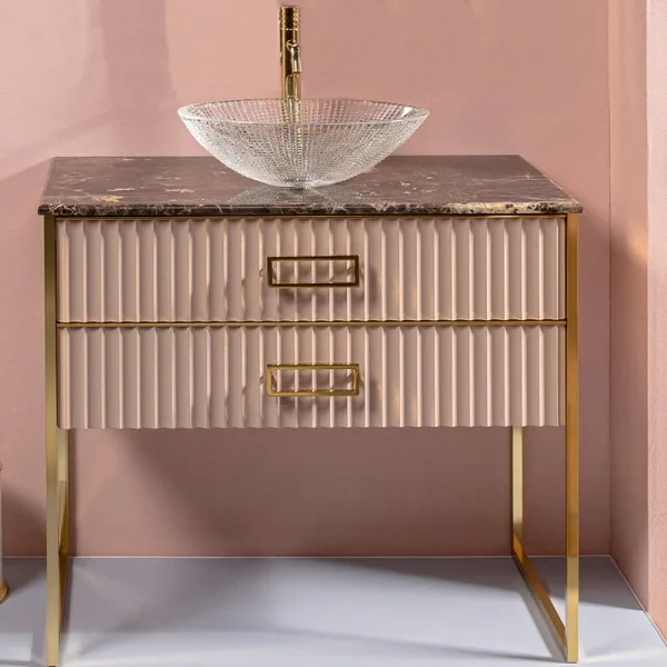 Тумба под раковину без столешницы Armadi Art Monaco 100 для столешницы капучино, золото Sancos — Оригинал