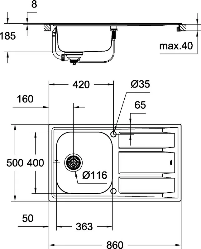 Мойка кухонная Grohe K400 31566SD0 Sancos — официальный сайт