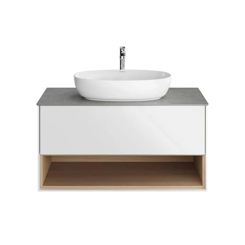 Тумба под раковину без столешницы KERAMA MARAZZI Plaza Modern 100 подвесная, с ящиком и полкой, бела Sancos — официальный сайт