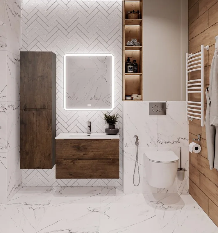 Шкаф-пенал для ванной BelBagno Etna 40 R rovere moro Sancos — официальный сайт