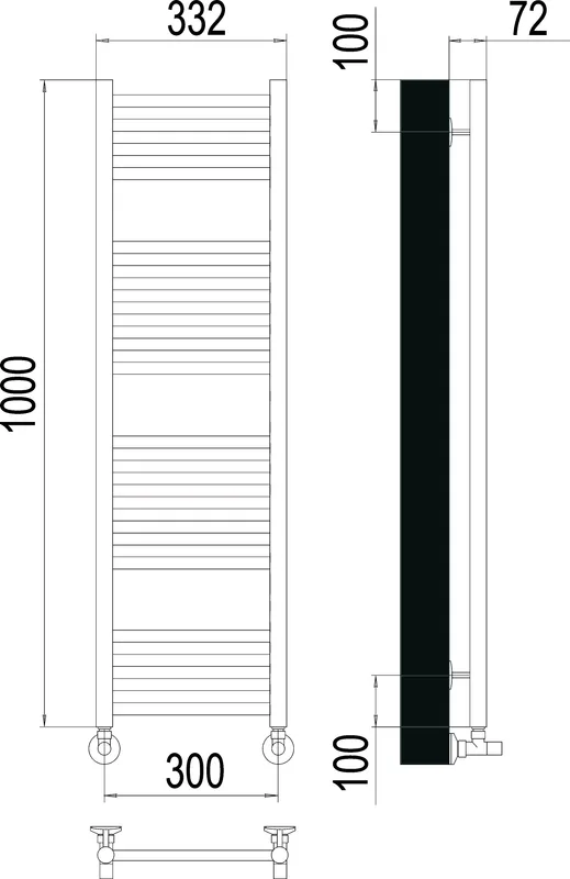 Полотенцесушитель водяной Terminus Аврора П20 0 300х100 Sancos — официальный сайт