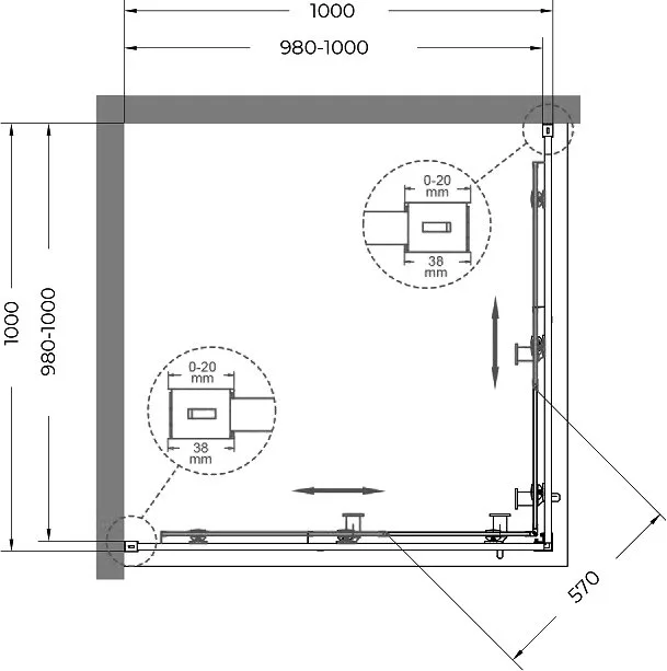 Душевой уголок Cezares Relax RELAX-304-A-2-100-C-GM 100x100, профиль оружейная сталь Sancos — официальный сайт