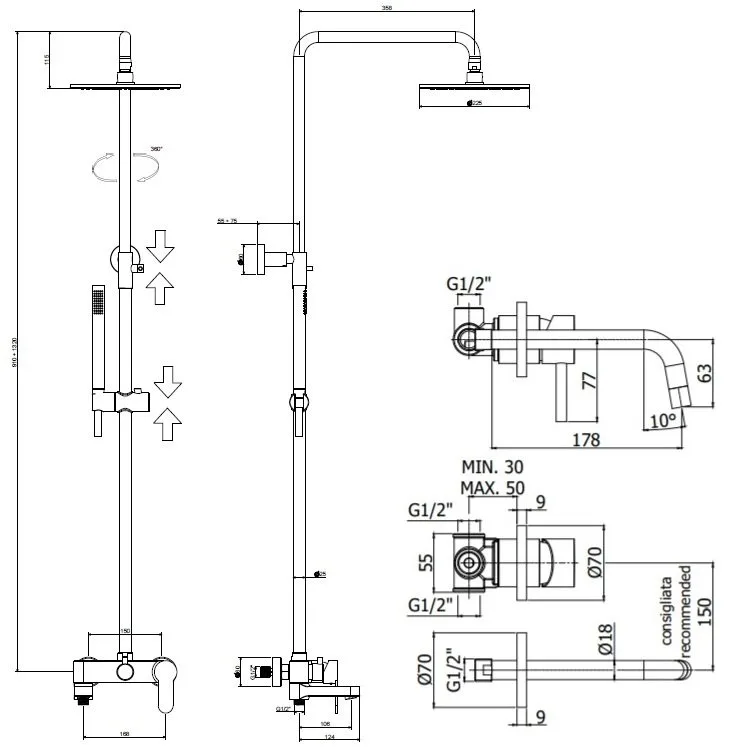 Комплект для ванной Paffoni Light KITCOL632BO006 С ВНУТРЕННЕЙ ЧАСТЬЮ, белый матовый Sancos — официальный сайт