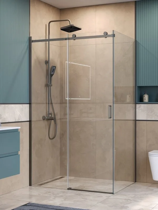 Душевой уголок BelBagno Soft Close-2 AH-1-120/90-C-GM профиль оружейная сталь Sancos — официальный сайт