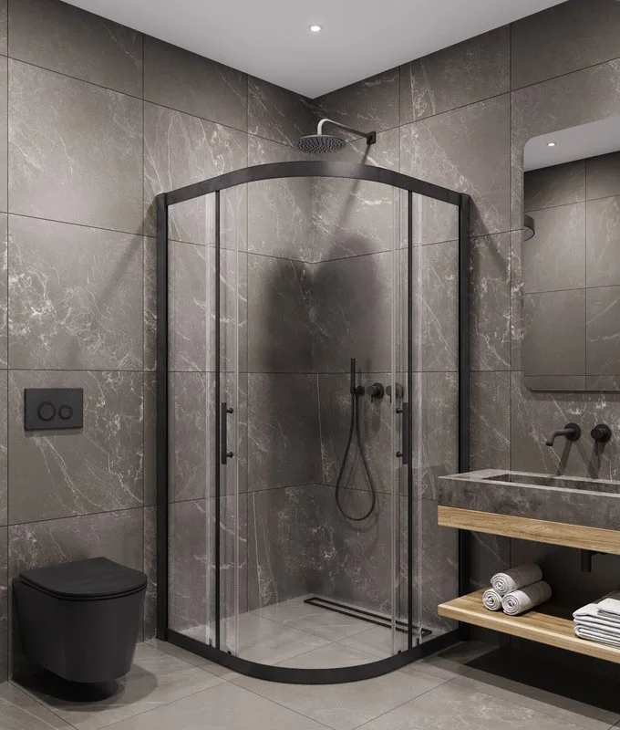 Душевой уголок Timo TPSS-90/03C-8 90x90 см, профиль черный, стекло прозрачное Sancos — официальный сайт