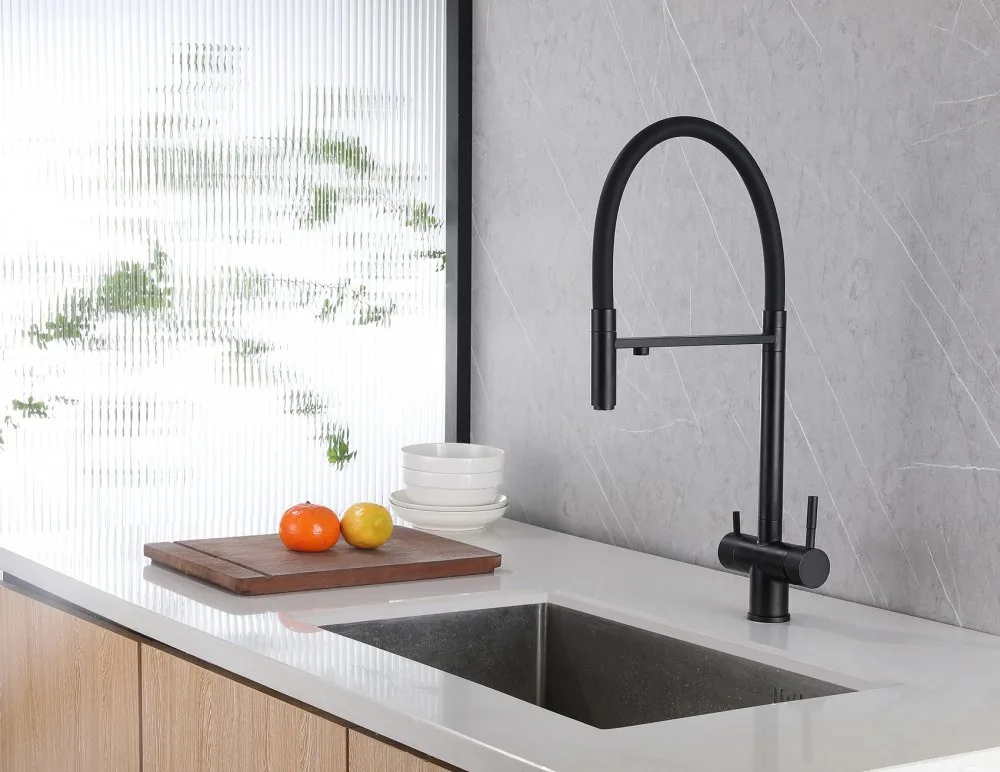Смеситель для кухни Abber Wasser Kreis AF81141B, с гибким изливом, черный Sancos — официальный сайт