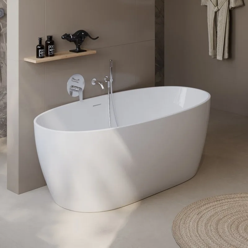 Акриловая ванна BelBagno BB414 170x80 см, отдельностоящая, белая, овальная, со сливом-переливом Sancos — официальный сайт