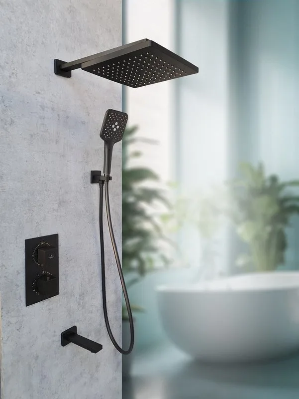 Душевой комплект AltroBagno Lamberto 040412 NeOp, С ВНУТРЕННЕЙ ЧАСТЬЮ, матовый черный Sancos — официальный сайт