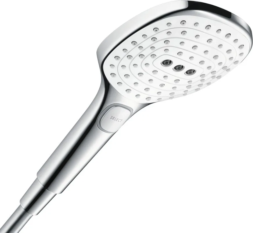 Душевой гарнитур Hansgrohe Raindance Select E 26720400, белый/хром Sancos — официальный сайт