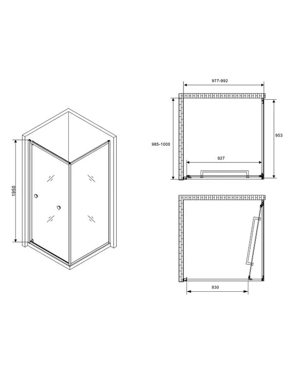 Душевой уголок Abber Schwarzer Diamant AG0A100B 100х100 см, профиль матовый черный, стекло прозрачно Sancos — официальный сайт