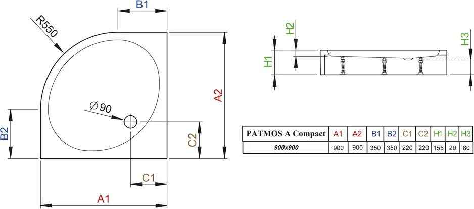 Поддон для душа Radaway Patmos A900 compact Sancos — официальный сайт