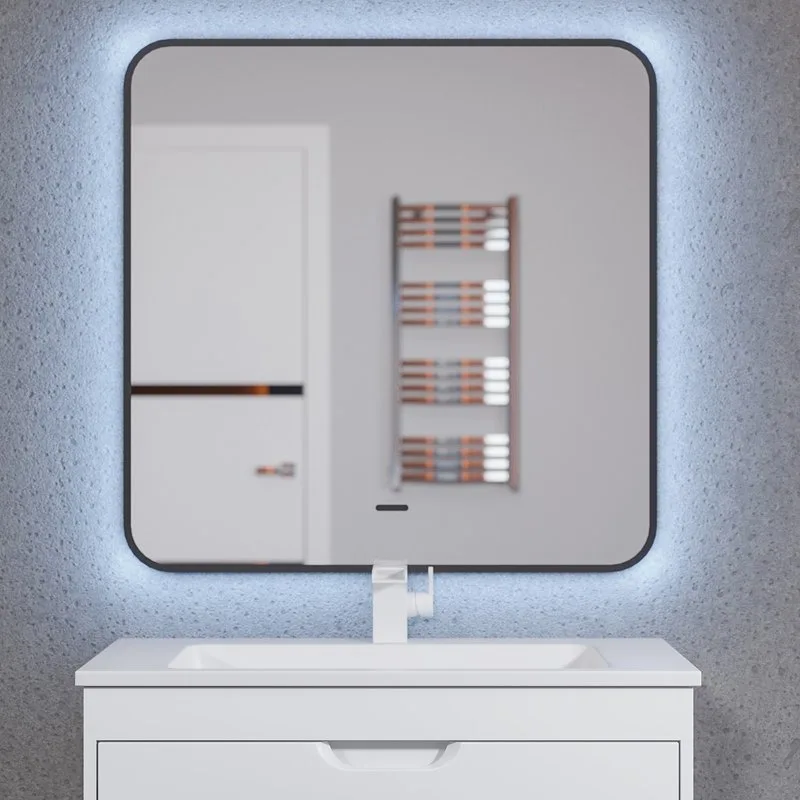 Зеркало Uperwood Modul 80х80 с подсветкой, с подогревом, холодная подсветка, черное Sancos — официальный сайт