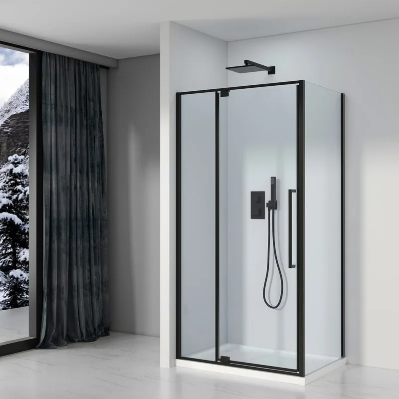 Душевой уголок Black&White Stellar Wind S818 BC 100х80, профиль черный матовый, стекло прозрачное Sancos — официальный сайт