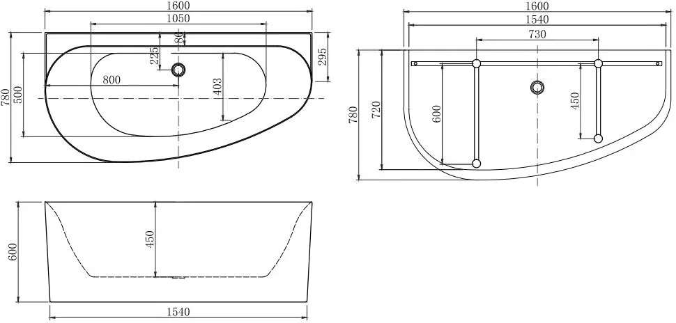 Акриловая ванна Allen Brau Priority 5 L 160x80 см, левая, пристенная, белая, асимметричная, на ножка Sancos — официальный сайт
