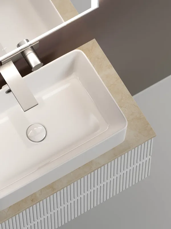 Тумба с раковиной Sancos Snob T 100 см, bianco, столешница бежевая, раковина CN5025 Sancos — официальный сайт