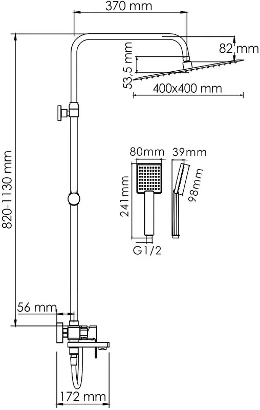 Душевая стойка Wasserkraft Aller A177.119.141.087.CH, хром Sancos — официальный сайт