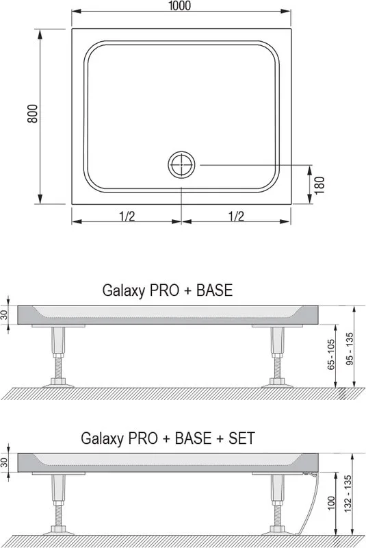 Поддон для душа Ravak Galaxy Pro Chrome Gigant Pro 100x80 с сифоном Sancos — официальный сайт