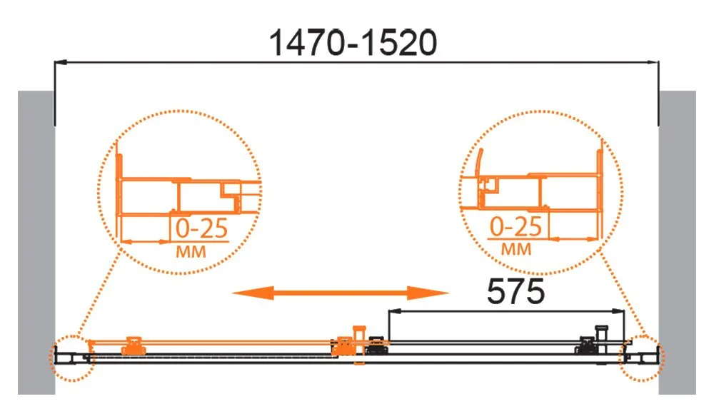 Душевая дверь в нишу Cezares Molveno BF 1 150 C BORO IV 150 см, профиль брашированное золото, стекло Sancos — официальный сайт