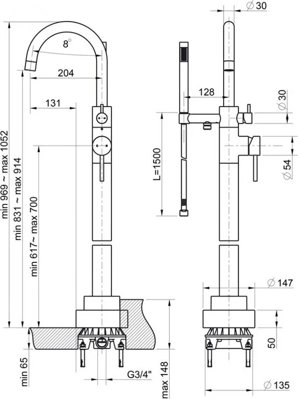 Напольный смеситель для ванны с душем Paini Cox 78PJ136LM, брашированное золото Sancos — официальный сайт