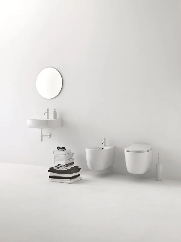Унитаз подвесной Kerasan Nolita 539201 539101 с микролифтом, безободковый, глянцевый белый Sancos — официальный сайт