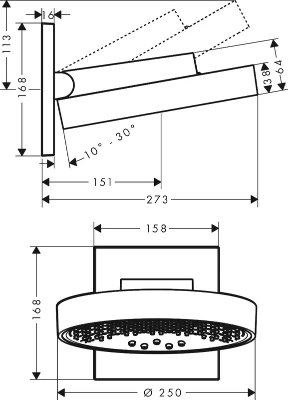 Верхний душ Hansgrohe Rainfinity 26232000 Sancos — официальный сайт